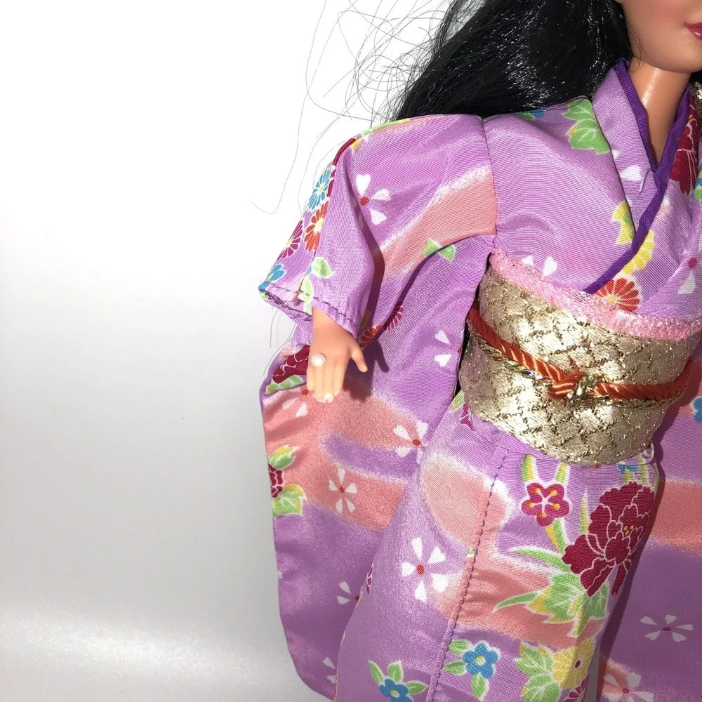 Purple Floral Kimono Dress Barbie Doll Japan Japanese Doll Of The World 1995